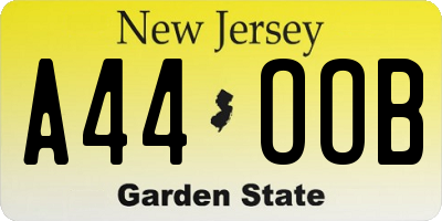 NJ license plate A44OOB
