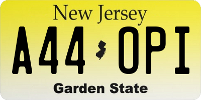 NJ license plate A44OPI