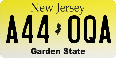 NJ license plate A44OQA