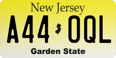 NJ license plate A44OQL