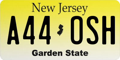 NJ license plate A44OSH
