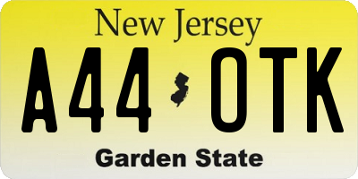 NJ license plate A44OTK