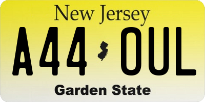 NJ license plate A44OUL