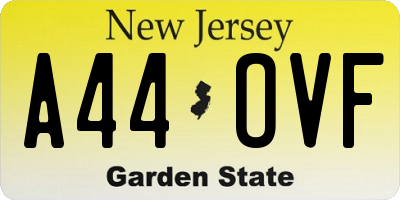 NJ license plate A44OVF