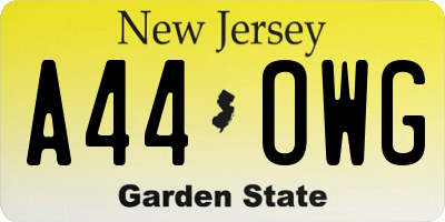 NJ license plate A44OWG