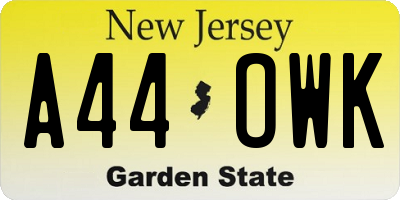 NJ license plate A44OWK