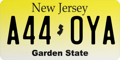 NJ license plate A44OYA