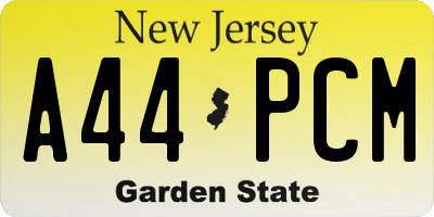 NJ license plate A44PCM