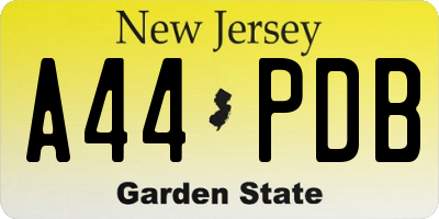 NJ license plate A44PDB