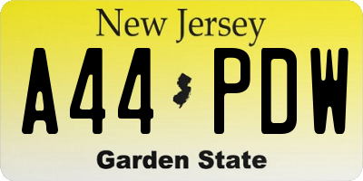 NJ license plate A44PDW