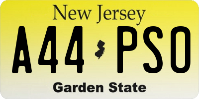 NJ license plate A44PSO