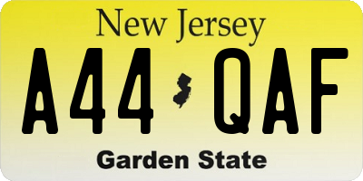 NJ license plate A44QAF