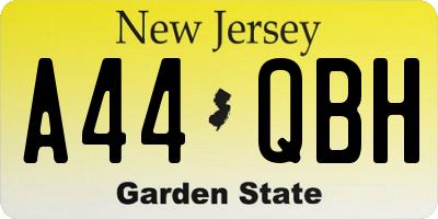 NJ license plate A44QBH
