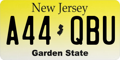 NJ license plate A44QBU