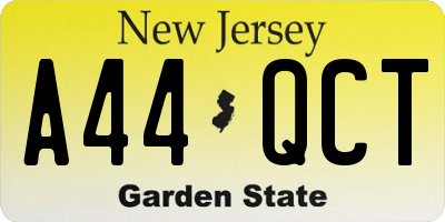 NJ license plate A44QCT