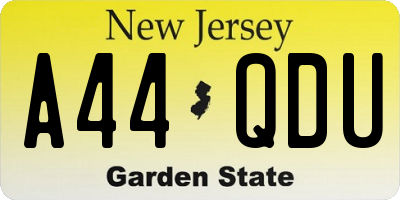 NJ license plate A44QDU