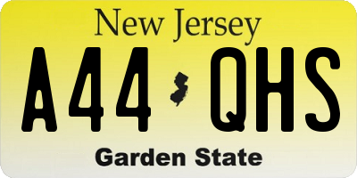 NJ license plate A44QHS