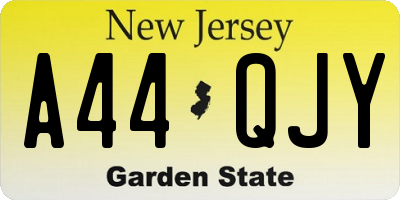 NJ license plate A44QJY
