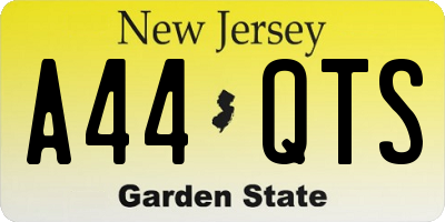 NJ license plate A44QTS