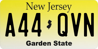 NJ license plate A44QVN