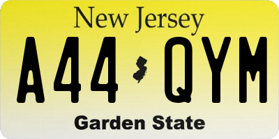 NJ license plate A44QYM