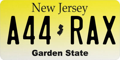 NJ license plate A44RAX