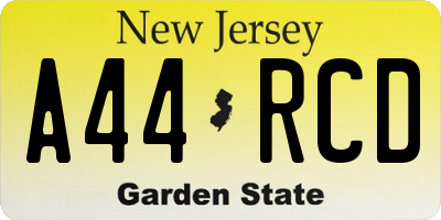 NJ license plate A44RCD