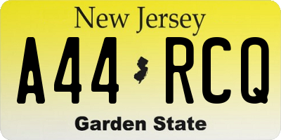 NJ license plate A44RCQ