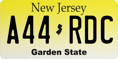 NJ license plate A44RDC