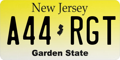 NJ license plate A44RGT
