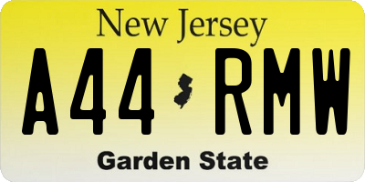 NJ license plate A44RMW
