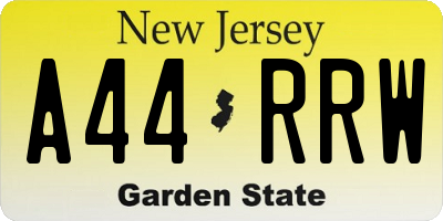 NJ license plate A44RRW