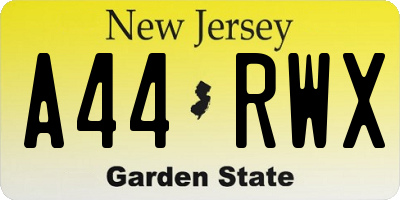 NJ license plate A44RWX