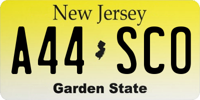 NJ license plate A44SCO
