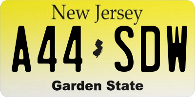 NJ license plate A44SDW