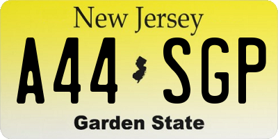 NJ license plate A44SGP