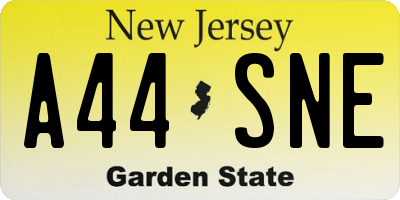 NJ license plate A44SNE