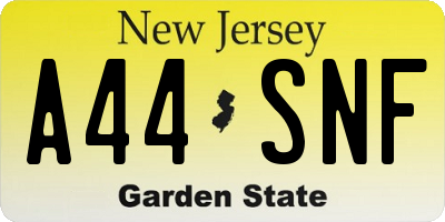 NJ license plate A44SNF