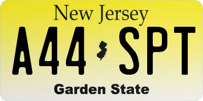 NJ license plate A44SPT