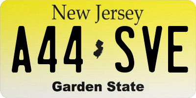 NJ license plate A44SVE