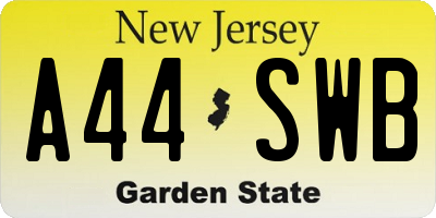 NJ license plate A44SWB