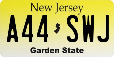 NJ license plate A44SWJ