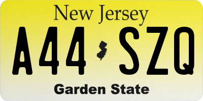 NJ license plate A44SZQ