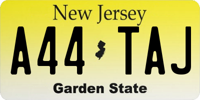 NJ license plate A44TAJ