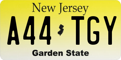 NJ license plate A44TGY