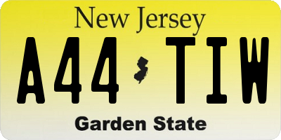 NJ license plate A44TIW