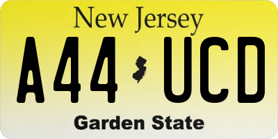 NJ license plate A44UCD
