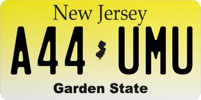 NJ license plate A44UMU