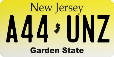 NJ license plate A44UNZ