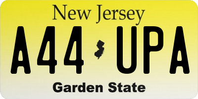 NJ license plate A44UPA